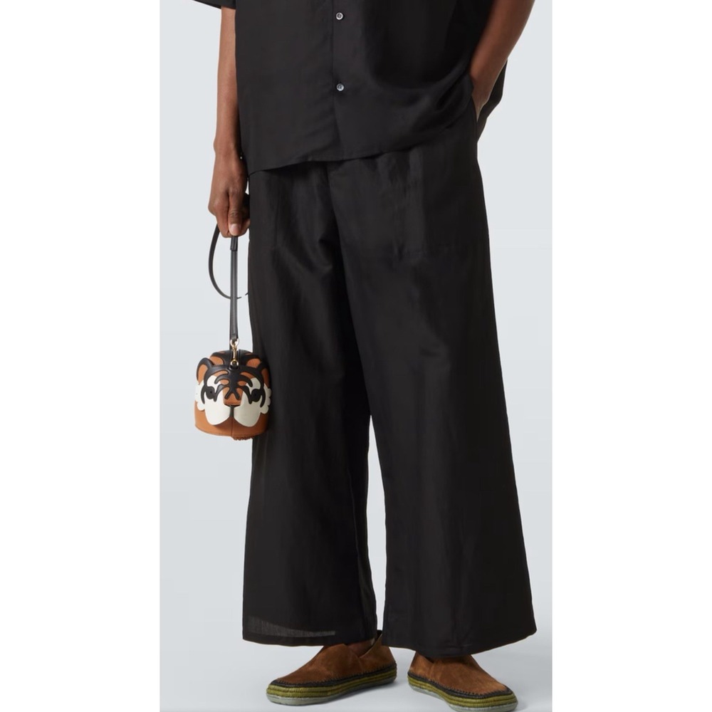 $990 Loewe Paula's Ibiza cropped toile wide-leg pants Black Size Small. Unisex